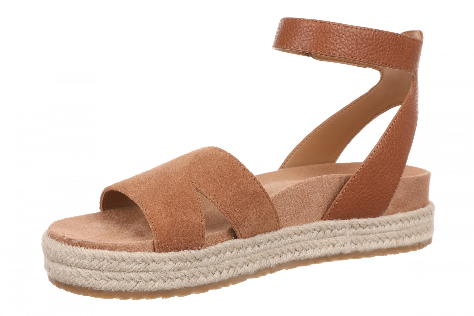 Vionic Yucca Women's Espadrille Platform Sandal with Arch Support - Tan - Left angle