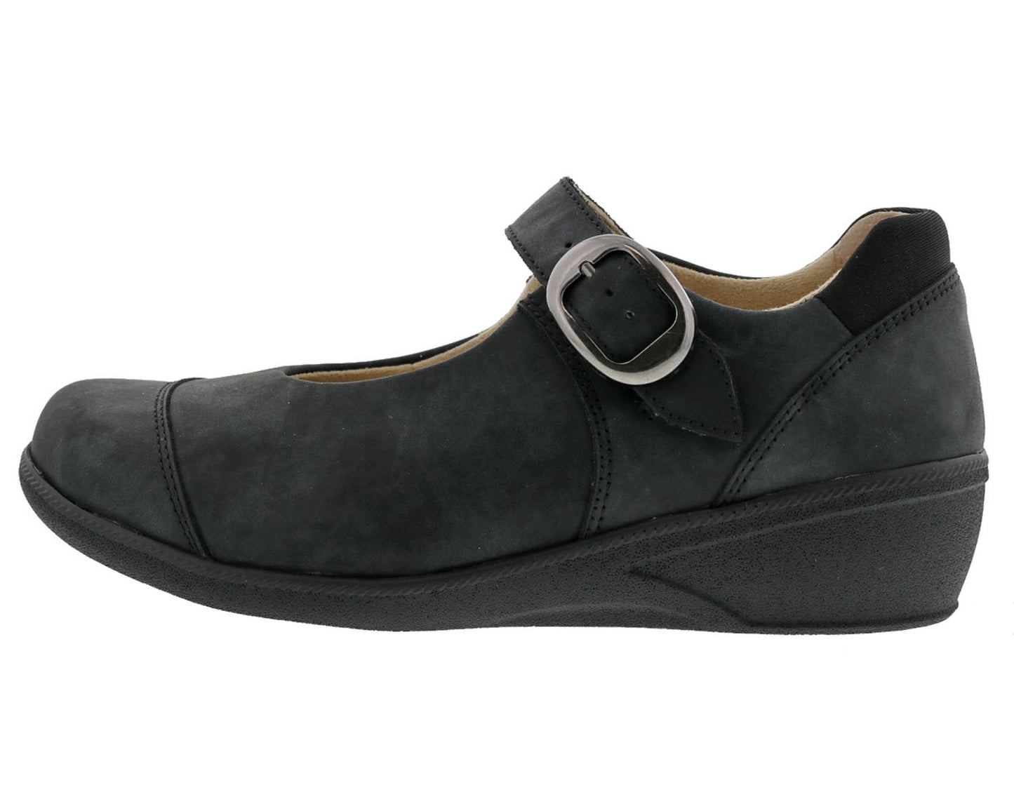 Drew Jillian Women's Therapeutic Shoes - Black Leather - Inside View