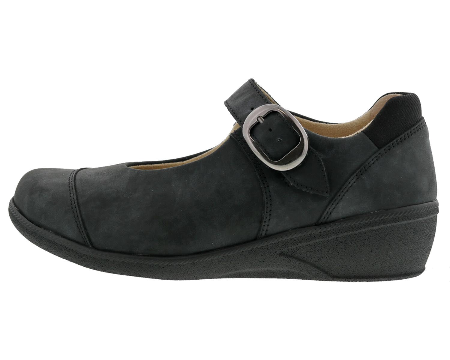 Drew Jillian Women's Therapeutic Shoes - Black Leather - Inside View
