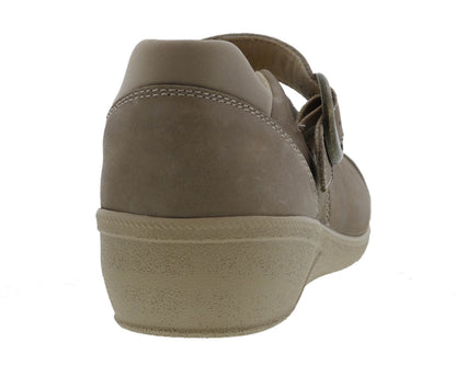 Drew Jillian Women's Therapeutic Shoes - Taupe Leather - Back View