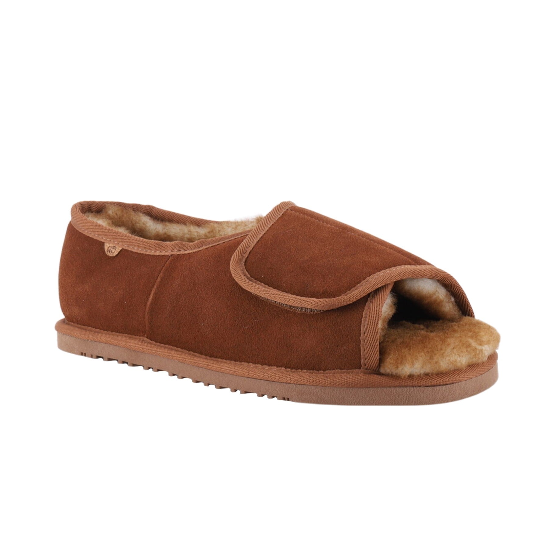 Lamo APMA Men's Open Toe Wrap Slippers CM2337 - Chestnut - Profile View