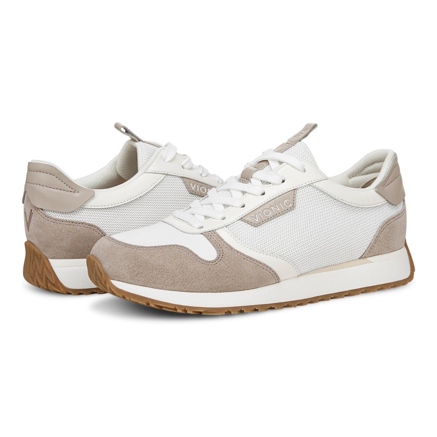 Vionic Monarch Women's Comfort Sneaker - White/cobblestone - pair left angle