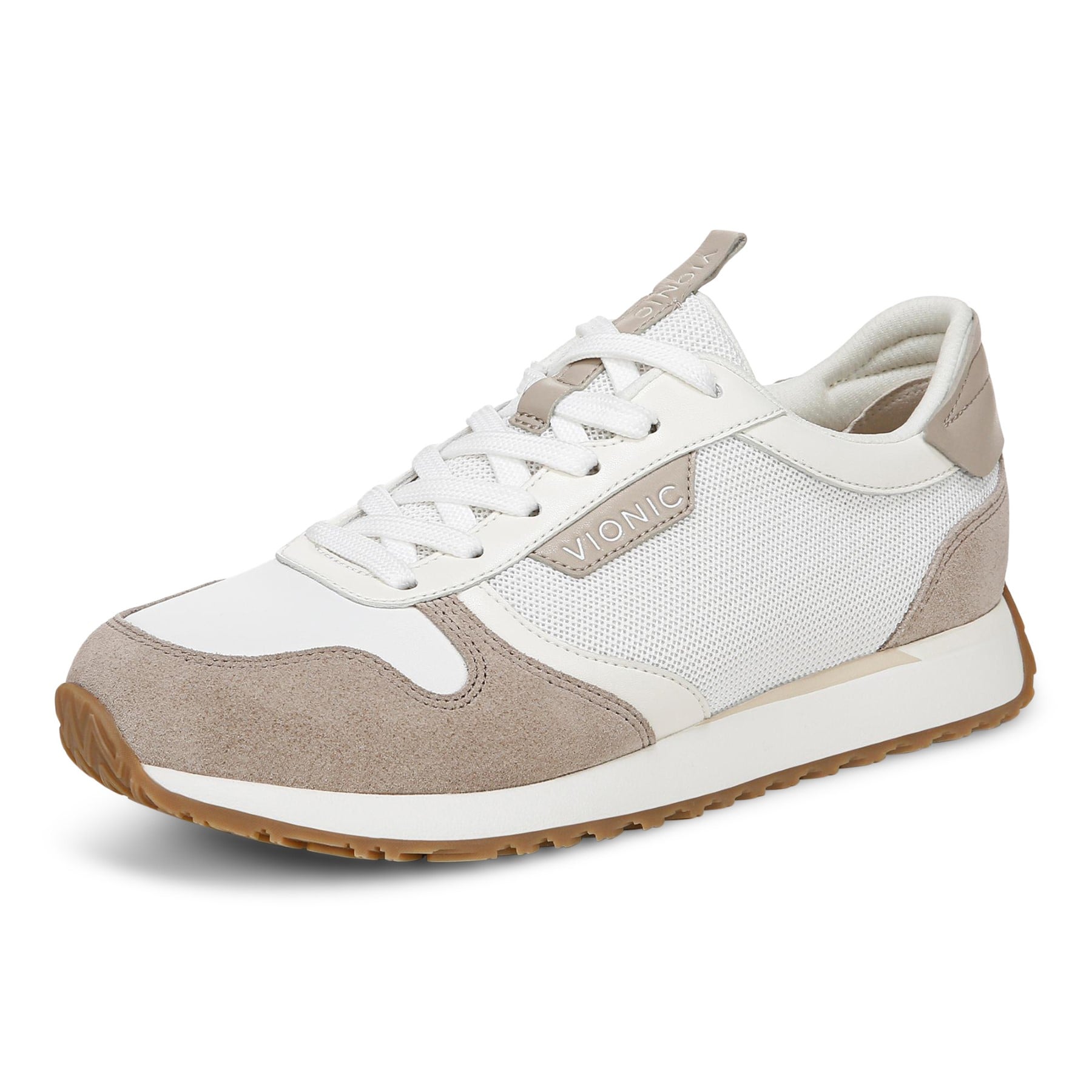 Vionic Monarch Women's Comfort Sneaker - White/cobblestone - Left angle