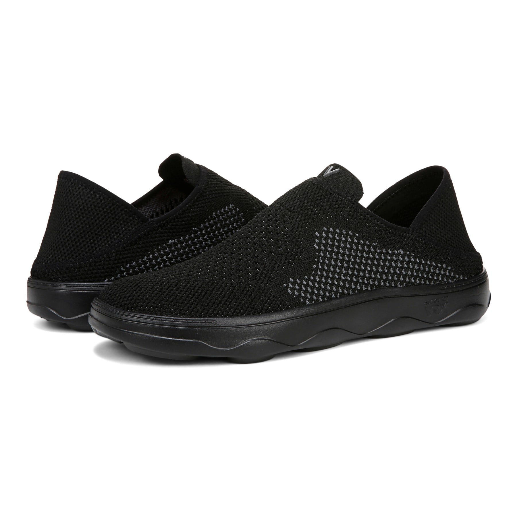 Vionic Sage Rx mens Slip On/Loafer/Moc Shoe - Black - pair left angle