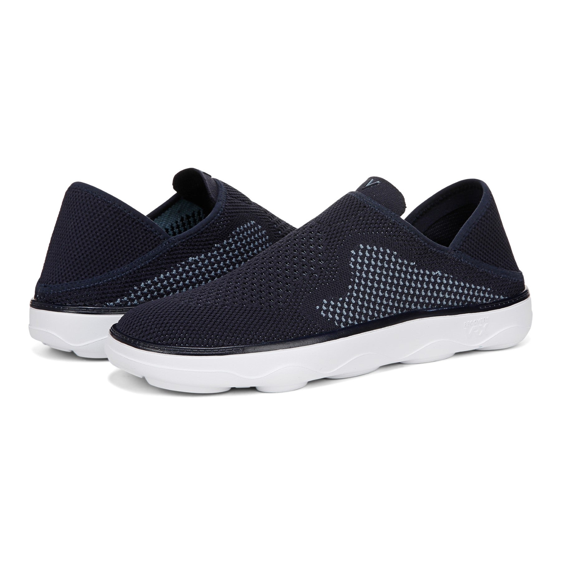 Vionic Sage Rx mens Slip On/Loafer/Moc Shoe - Navy Blazer - pair left angle