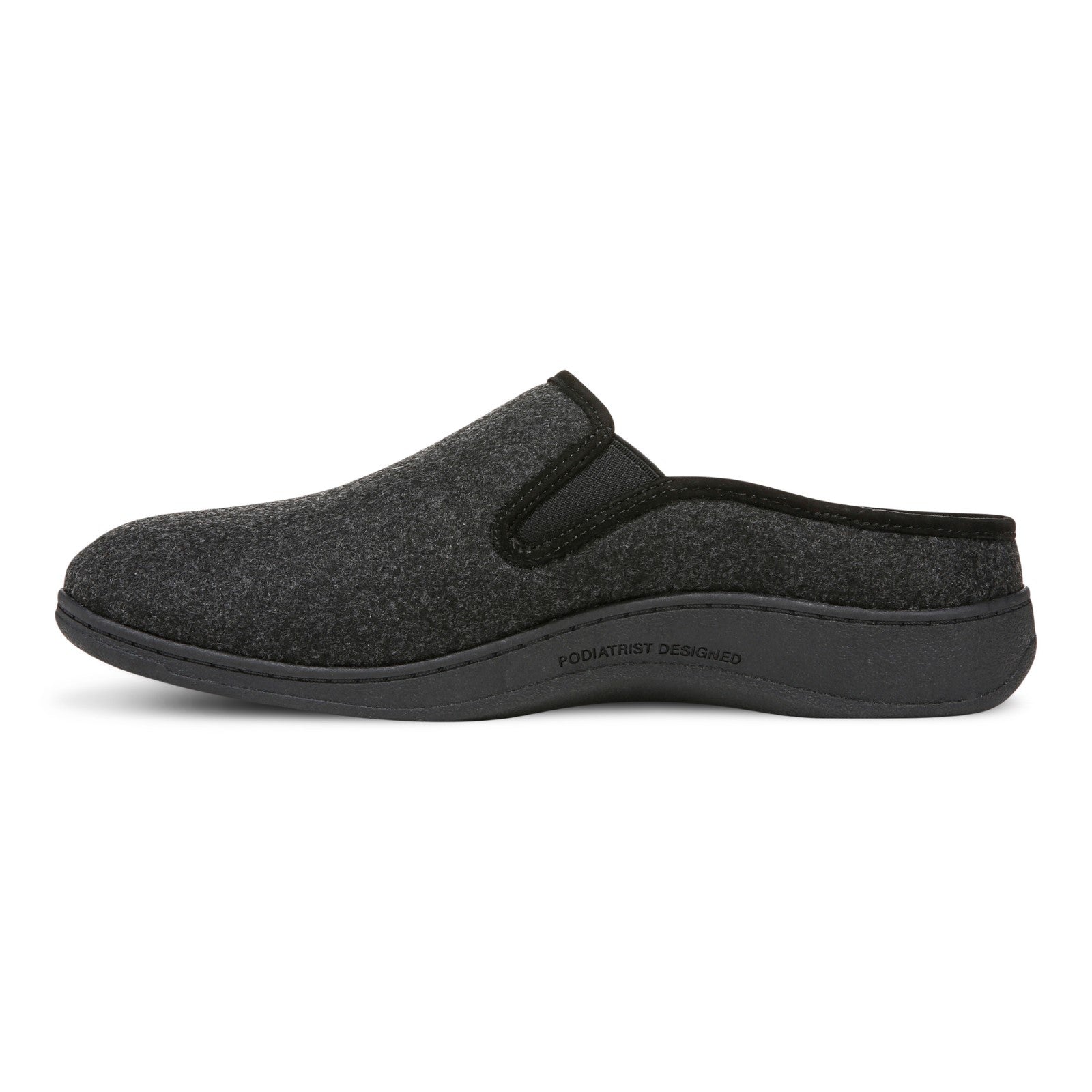 Vionic Unwind mens Mule/Clog Slipper - Black - Left Side