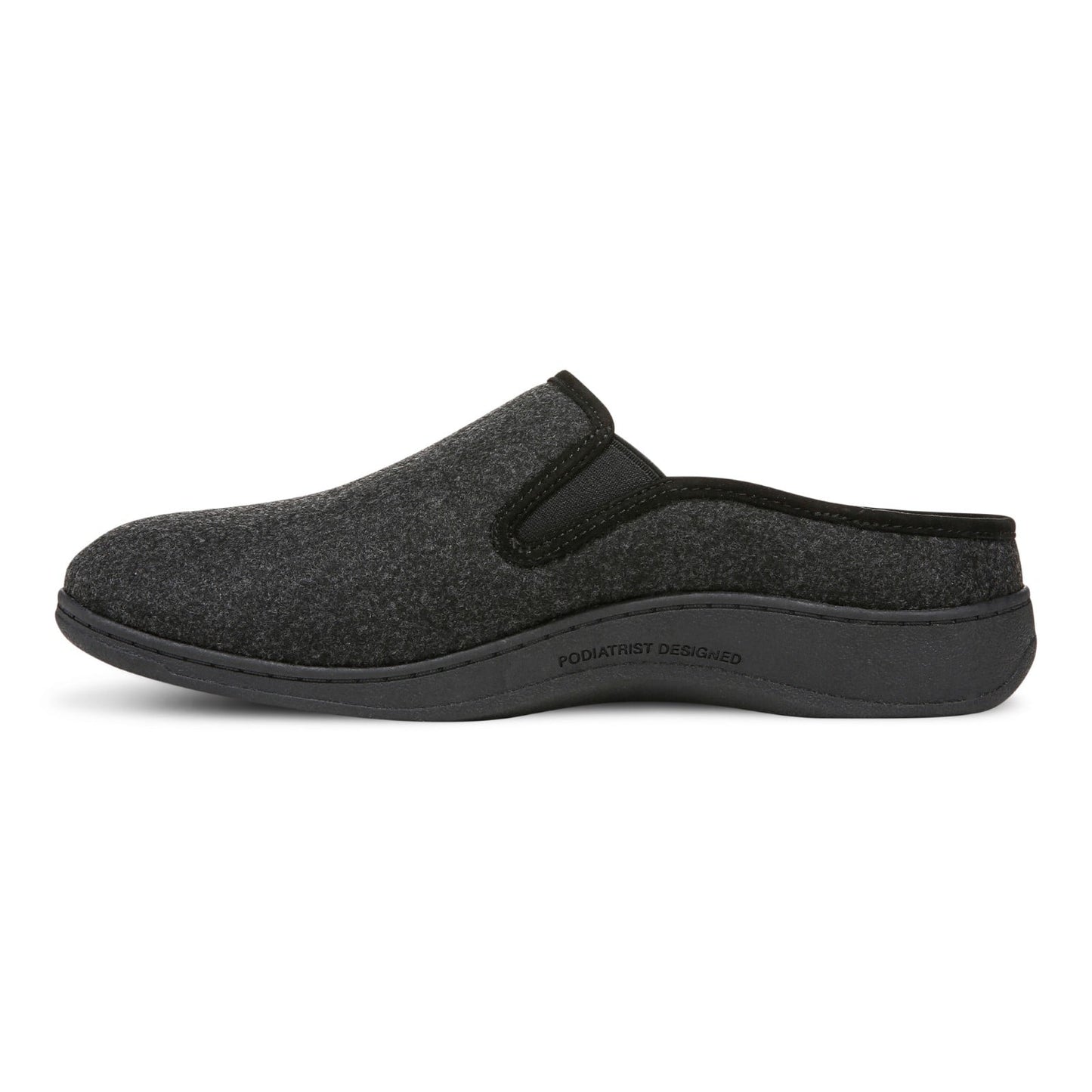 Vionic Unwind mens Mule/Clog Slipper - Black - Left Side