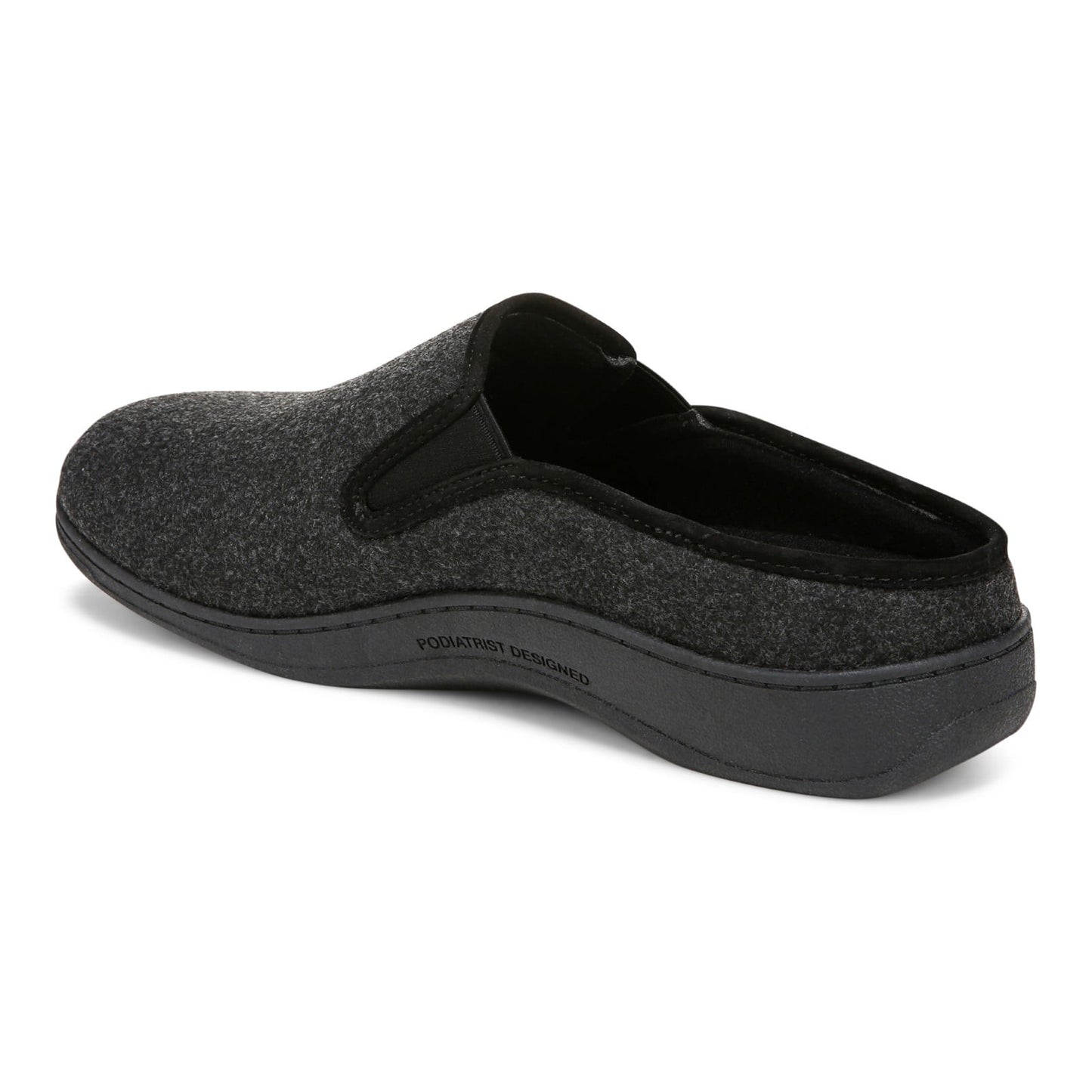 Vionic Unwind mens Mule/Clog Slipper - Black - Back angle