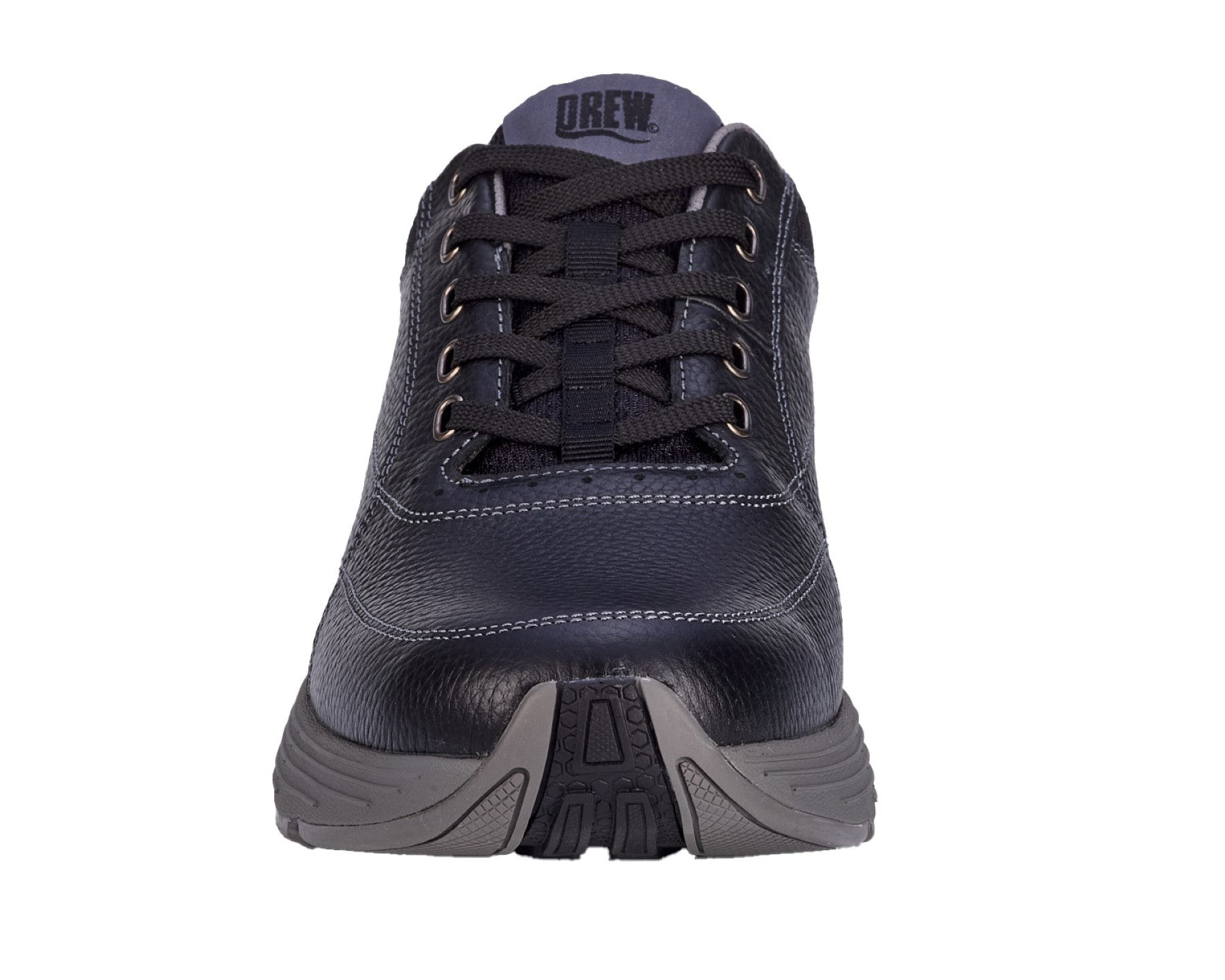 Drew Maker Men's Casual Shoe - Black Pebbled Leather - Front View