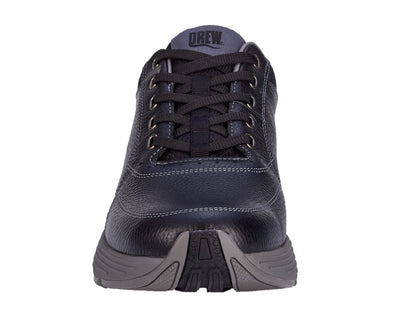 Drew Maker Men's Casual Shoe - Black Pebbled Leather - Front View