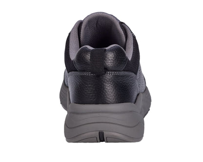 Drew Maker Men's Casual Shoe - Black Pebbled Leather - Back View