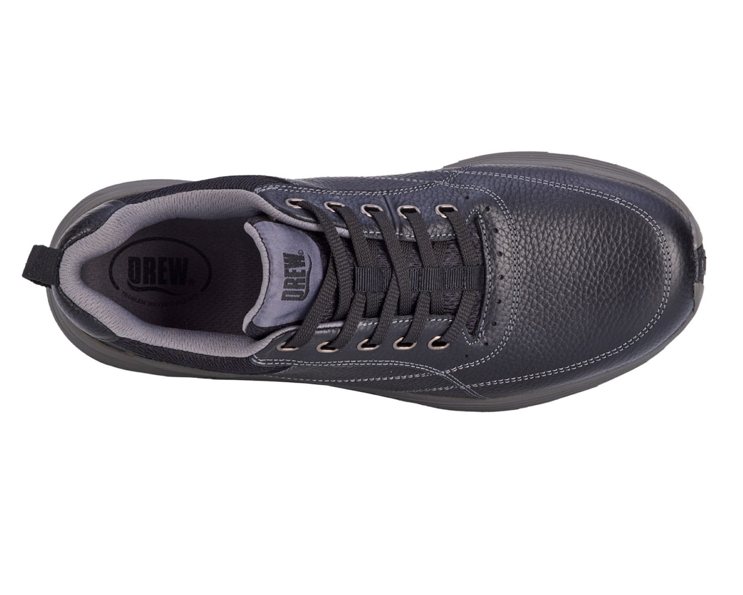 Drew Maker Men's Casual Shoe - Black Pebbled Leather - Sole View