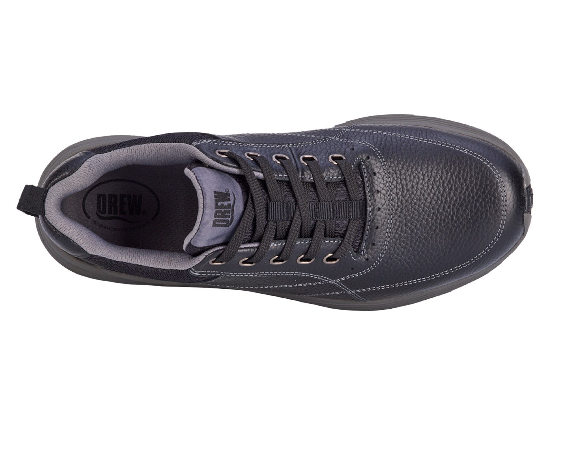 Drew Maker Men's Casual Shoe - Black Pebbled Leather - Sole View