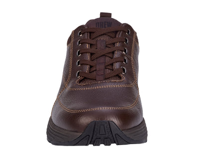 Drew Maker Men's Casual Shoe - Brown Pebbled Leather - Front View