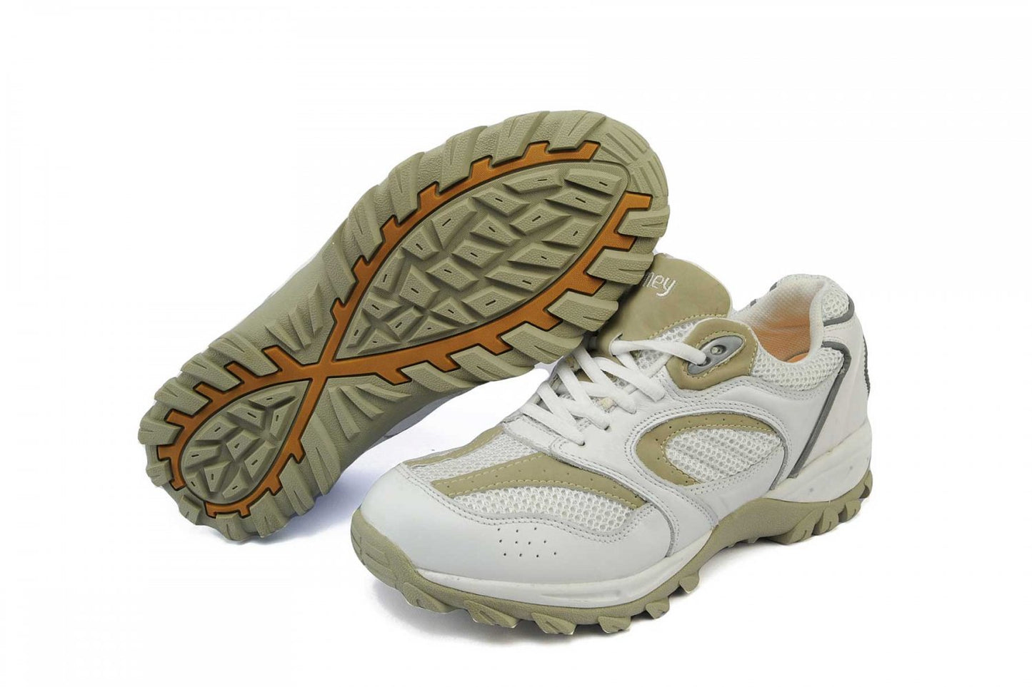 Mt. Emey 9702-L - Men's Explorer I Lace-up Walking Shoes - White/Beige Pair / Bottom