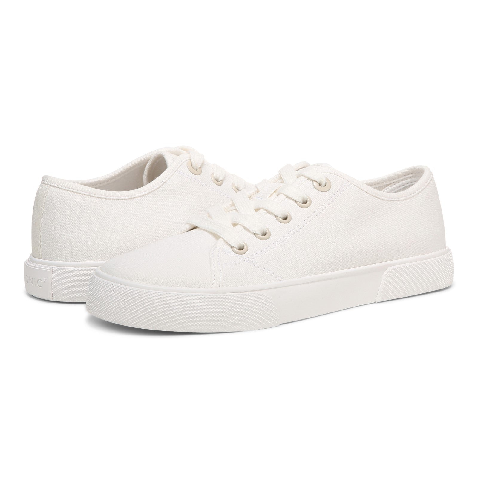 Vionic Oasis Women's Casual Canvas Lace Up Comfort Shoe - White Canvas - pair left angle