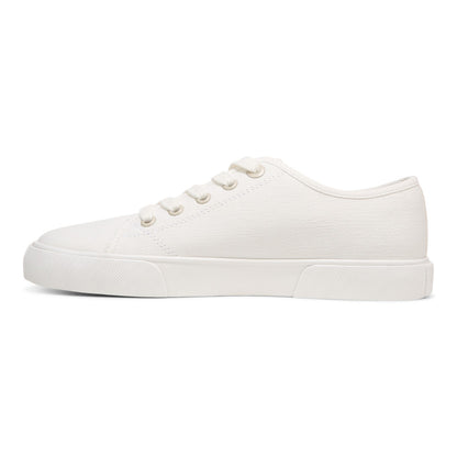 Vionic Oasis Women's Casual Canvas Lace Up Comfort Shoe - White Canvas - Left Side