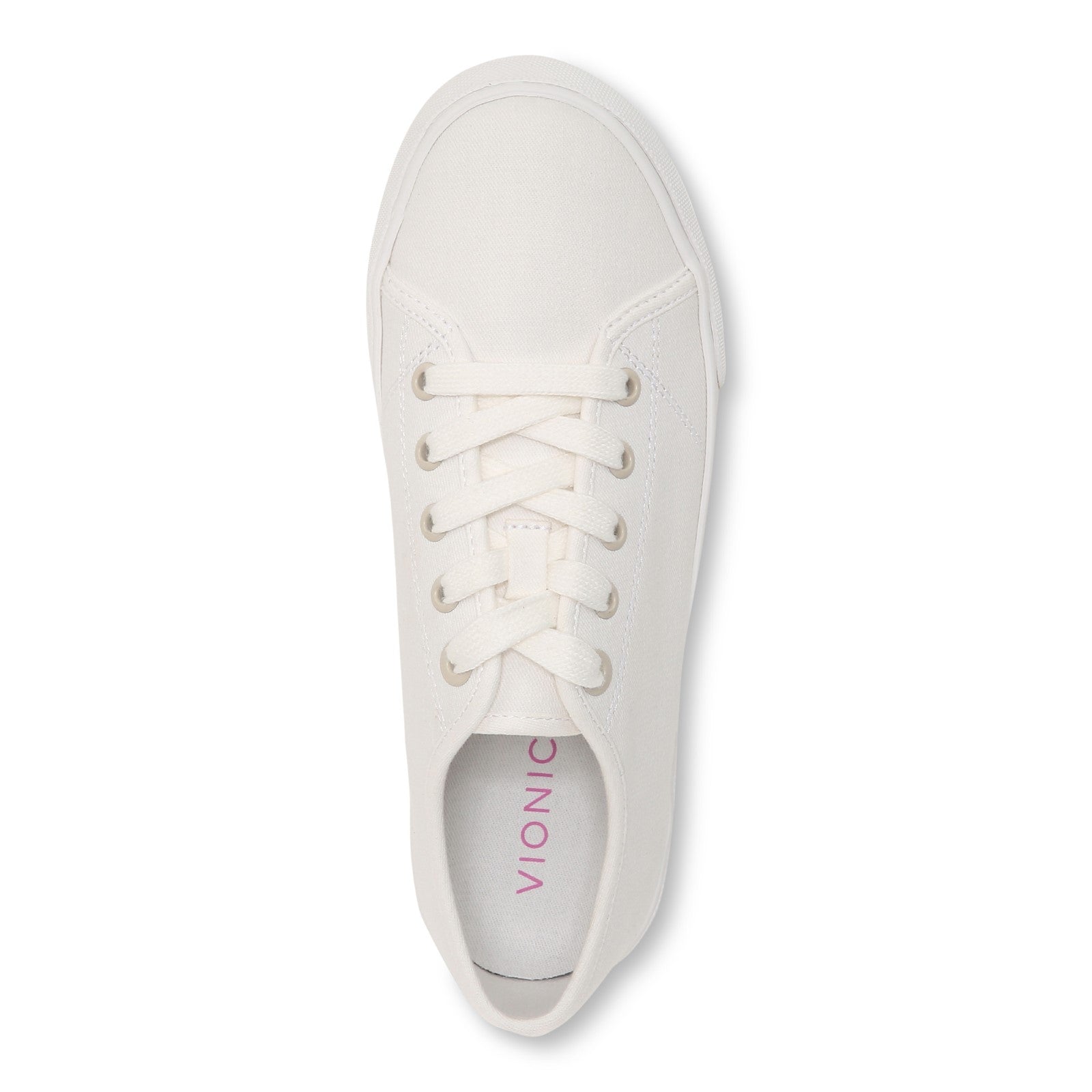 Vionic Oasis Women's Casual Canvas Lace Up Comfort Shoe - White Canvas - Top