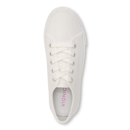 Vionic Oasis Women's Casual Canvas Lace Up Comfort Shoe - White Canvas - Top