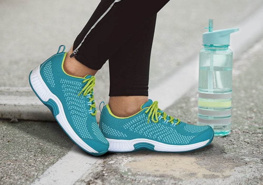 OrthoFeet Coral Stretch Knit Women's Sneakers Stretch - Turquoise - 8