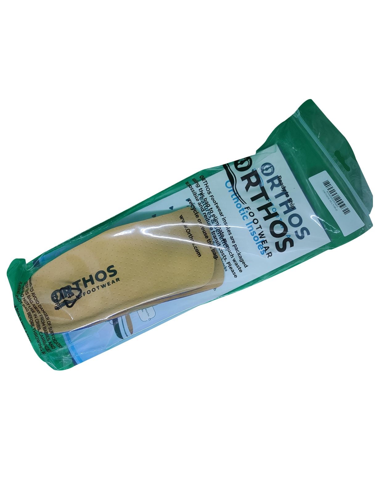 ORTHOS Footwear Replacement Orthotic Insoles 3/4 Length - 3 4 Insoles Tan - Leather packaging