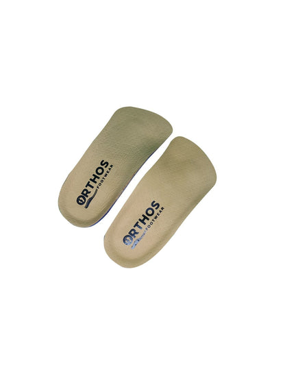 ORTHOS Footwear Replacement Orthotic Insoles 3/4 Length - 3 4 Insoles Tan - Leather top