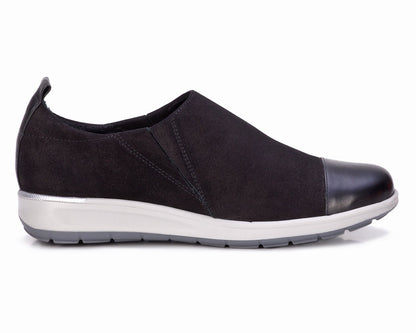 Ros Hommerson Ozzie Women's Casual Slip-On Shoe - Black Nubuck - Outside View