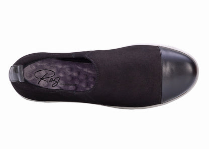 Ros Hommerson Ozzie Women's Casual Slip-On Shoe - Black Nubuck - Sole View