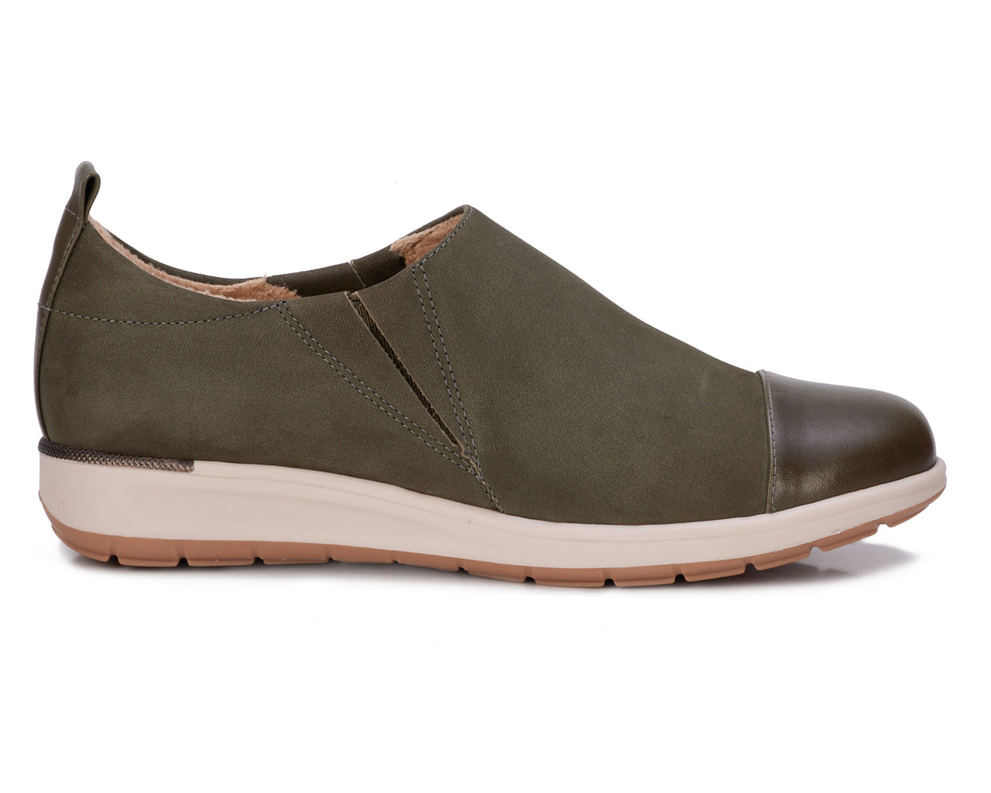 Ros Hommerson Ozzie Women's Casual Slip-On Shoe - Olive Nubuck - Outside View