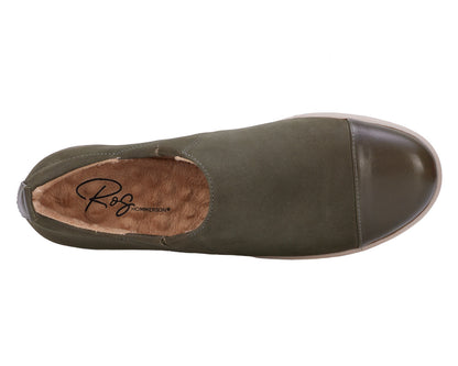 Ros Hommerson Ozzie Women's Casual Slip-On Shoe - Olive Nubuck - Sole View