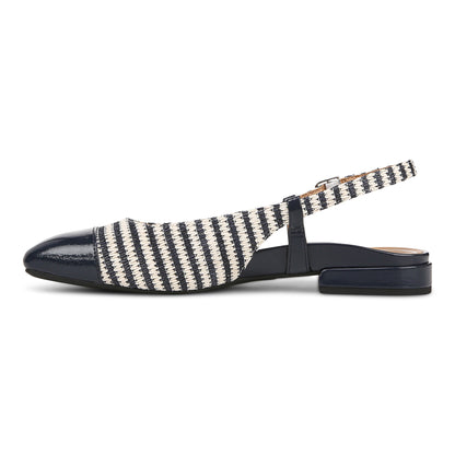 Vionic Petaluma Women's Slingback Supportive Flat - Navy - Left Side