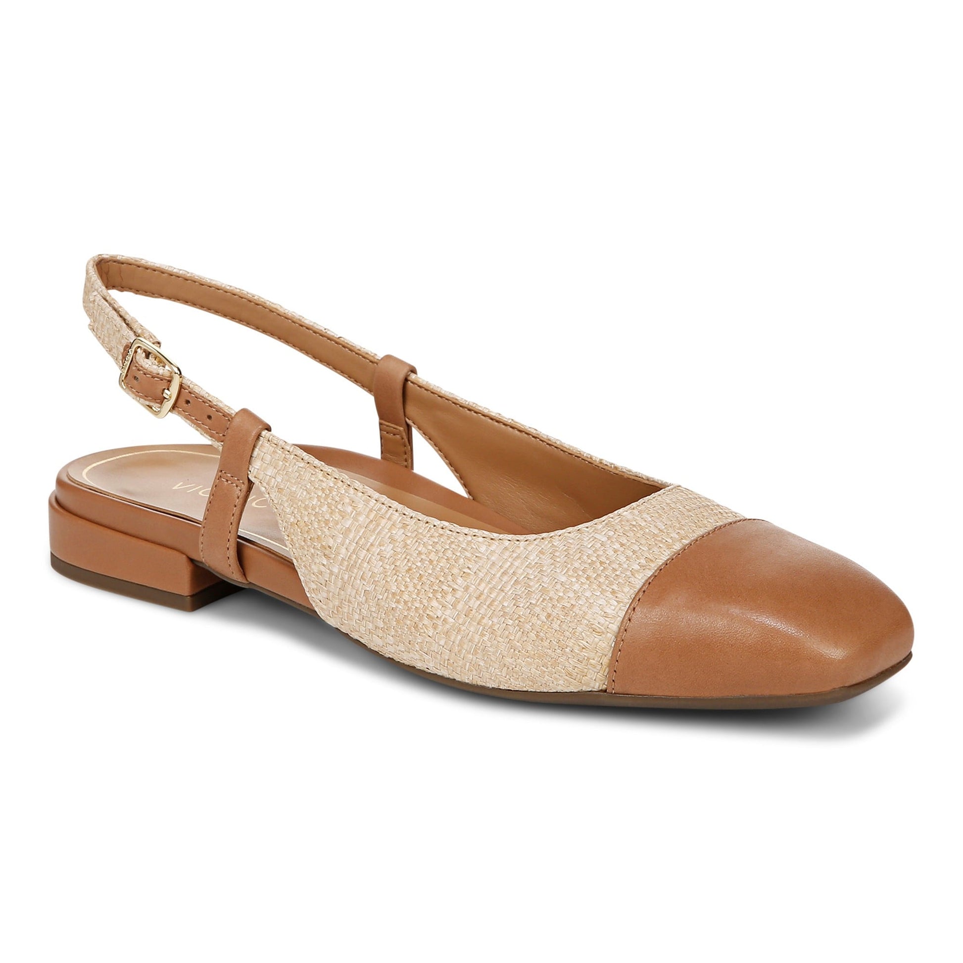 Vionic Petaluma Women's Slingback Supportive Flat - Natural - Angle main