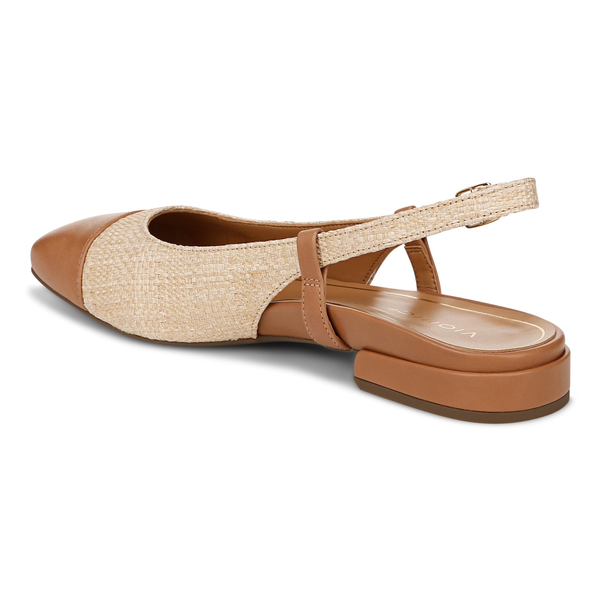 Vionic Petaluma Women's Slingback Supportive Flat - Natural - Back angle