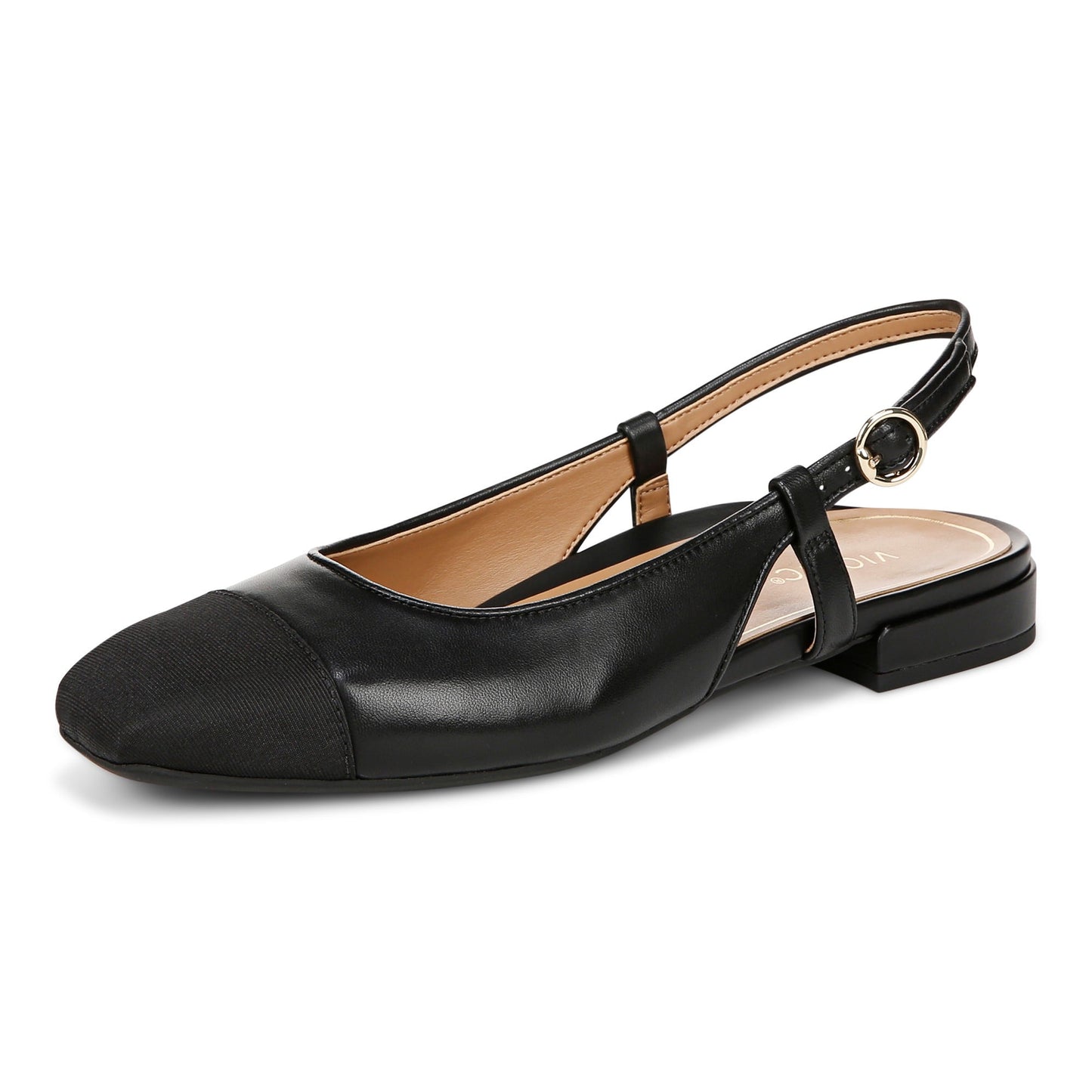 Vionic Petaluma Women's Slingback Supportive Flat - Black - Left angle