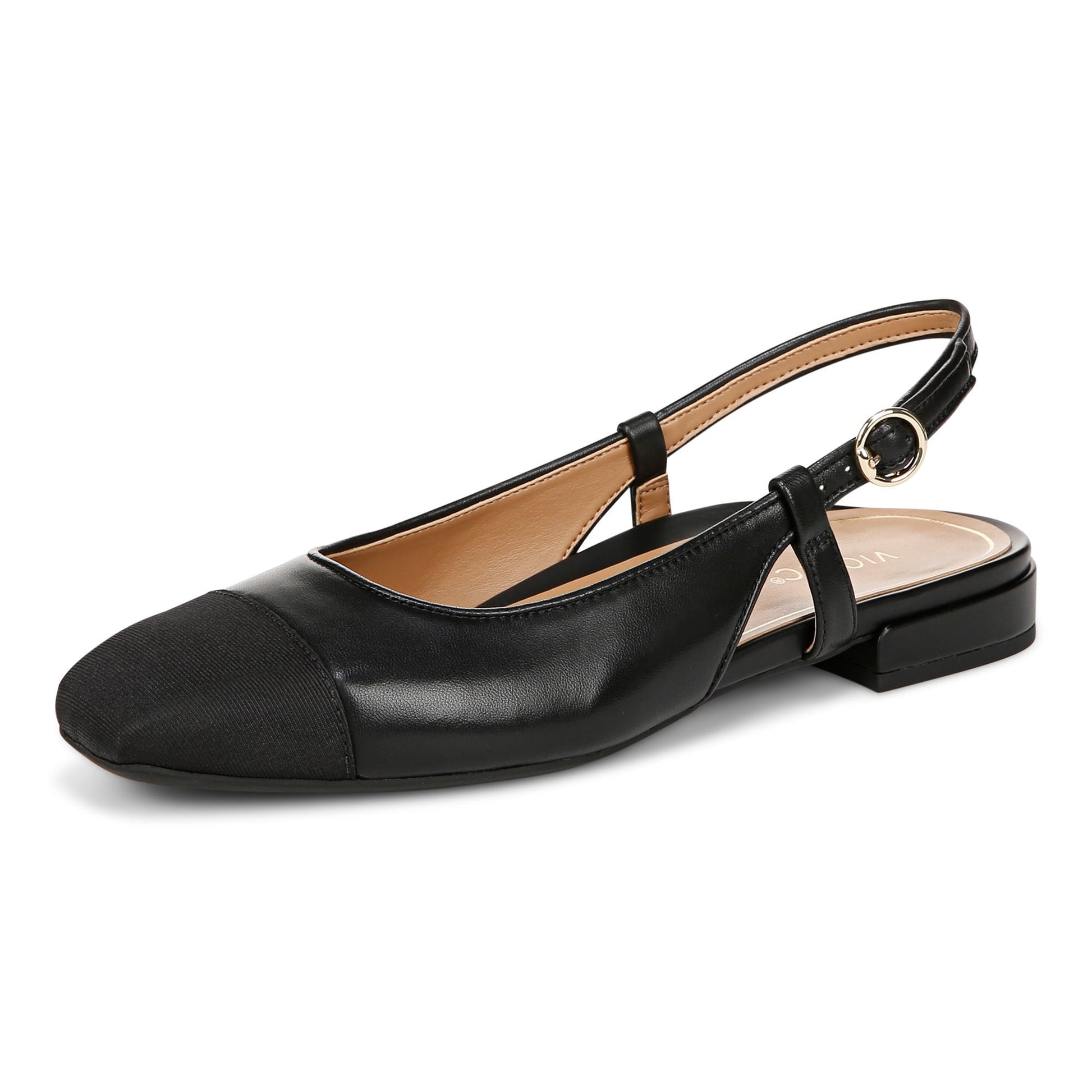 Vionic Petaluma Women's Slingback Supportive Flat - Black - Left angle