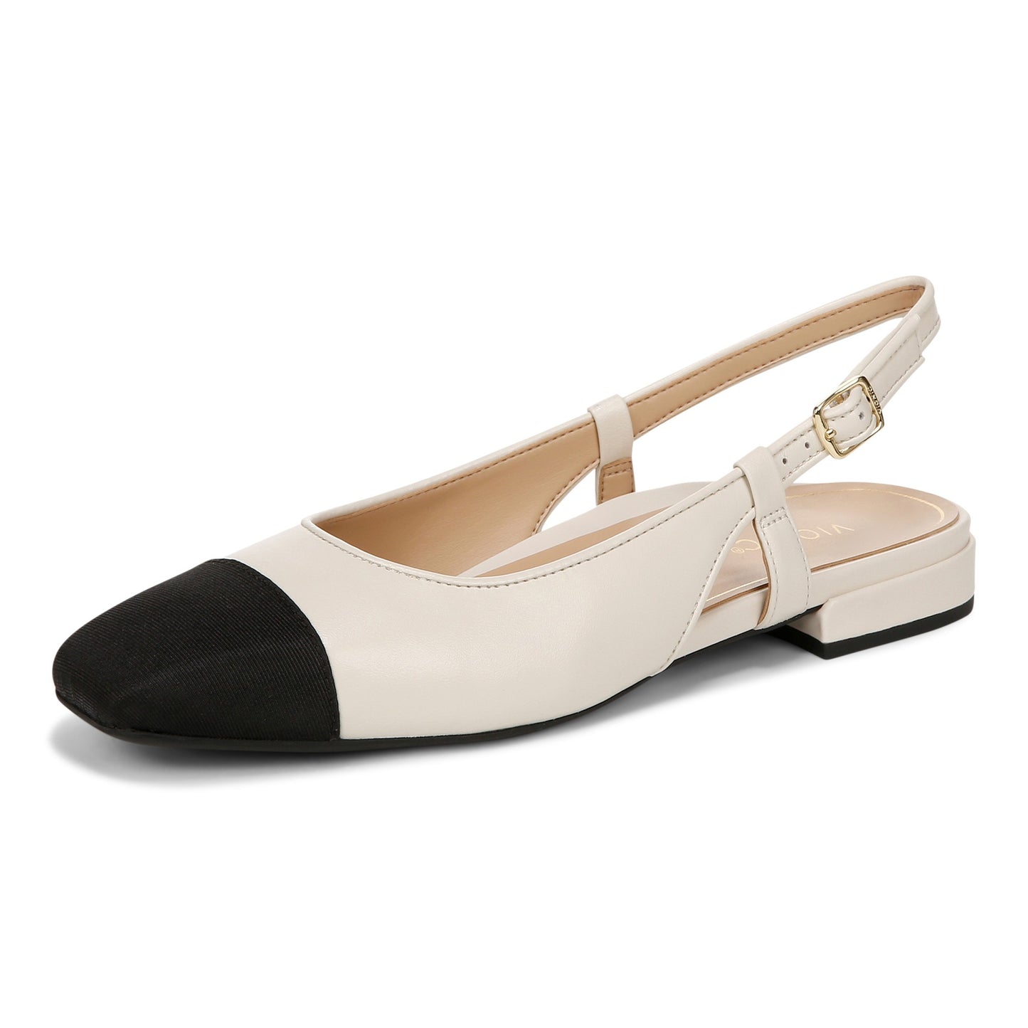Vionic Petaluma Women's Slingback Supportive Flat - Cream - Left angle