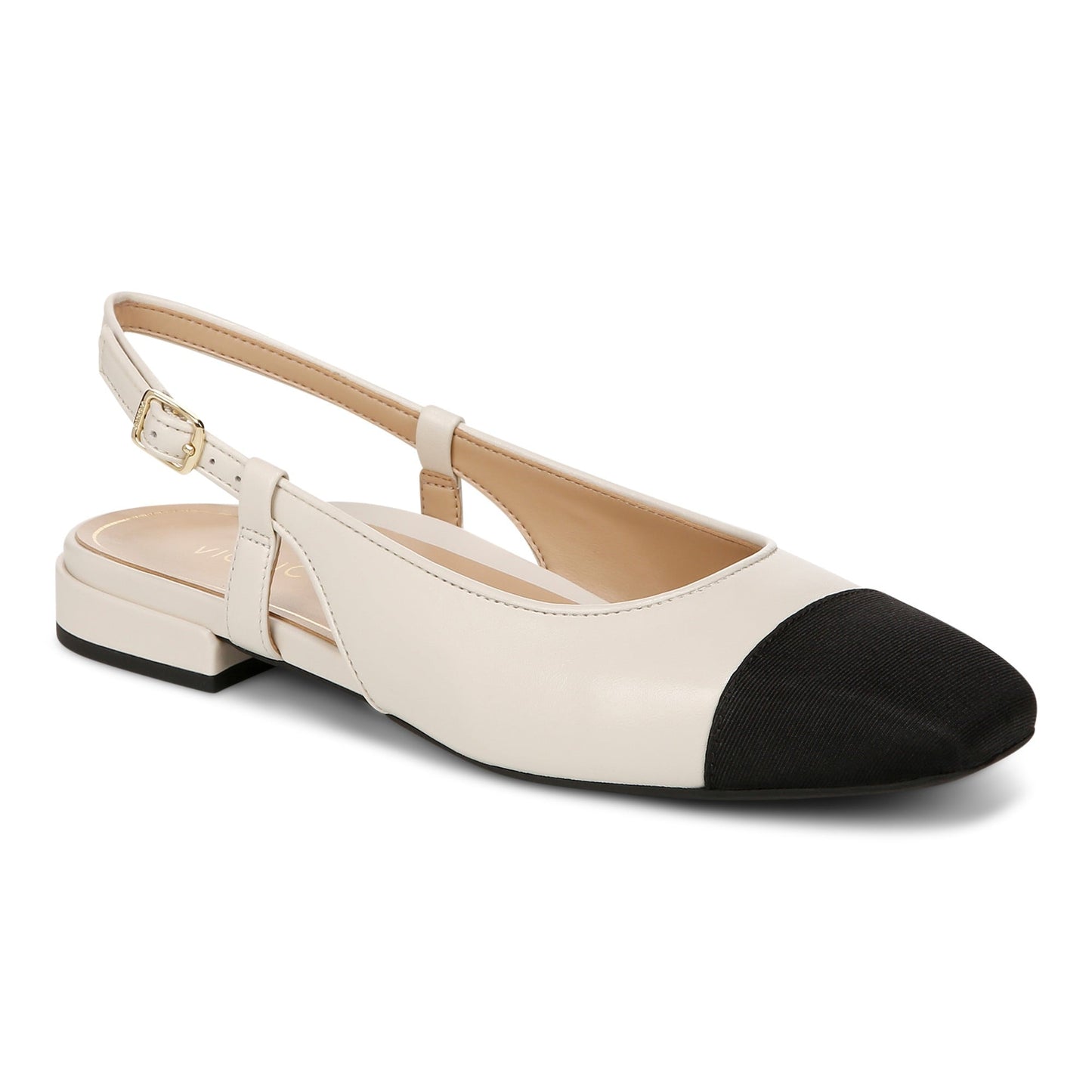 Vionic Petaluma Women's Slingback Supportive Flat - Cream - Angle main