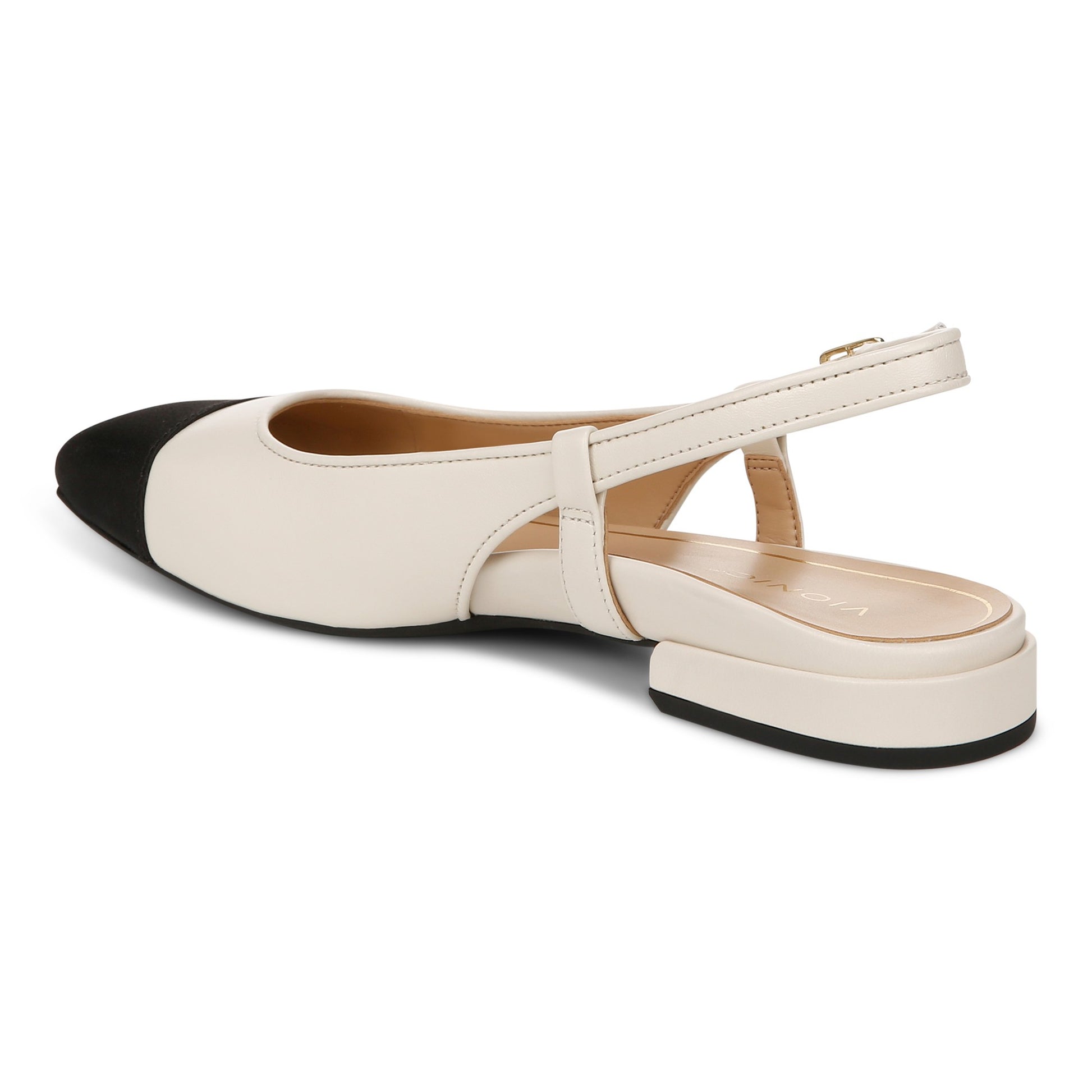 Vionic Petaluma Women's Slingback Supportive Flat - Cream - Back angle