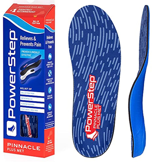 Powerstep Pinnacle Plus Metatarsal Pad Comfort Insole - Red//Blue