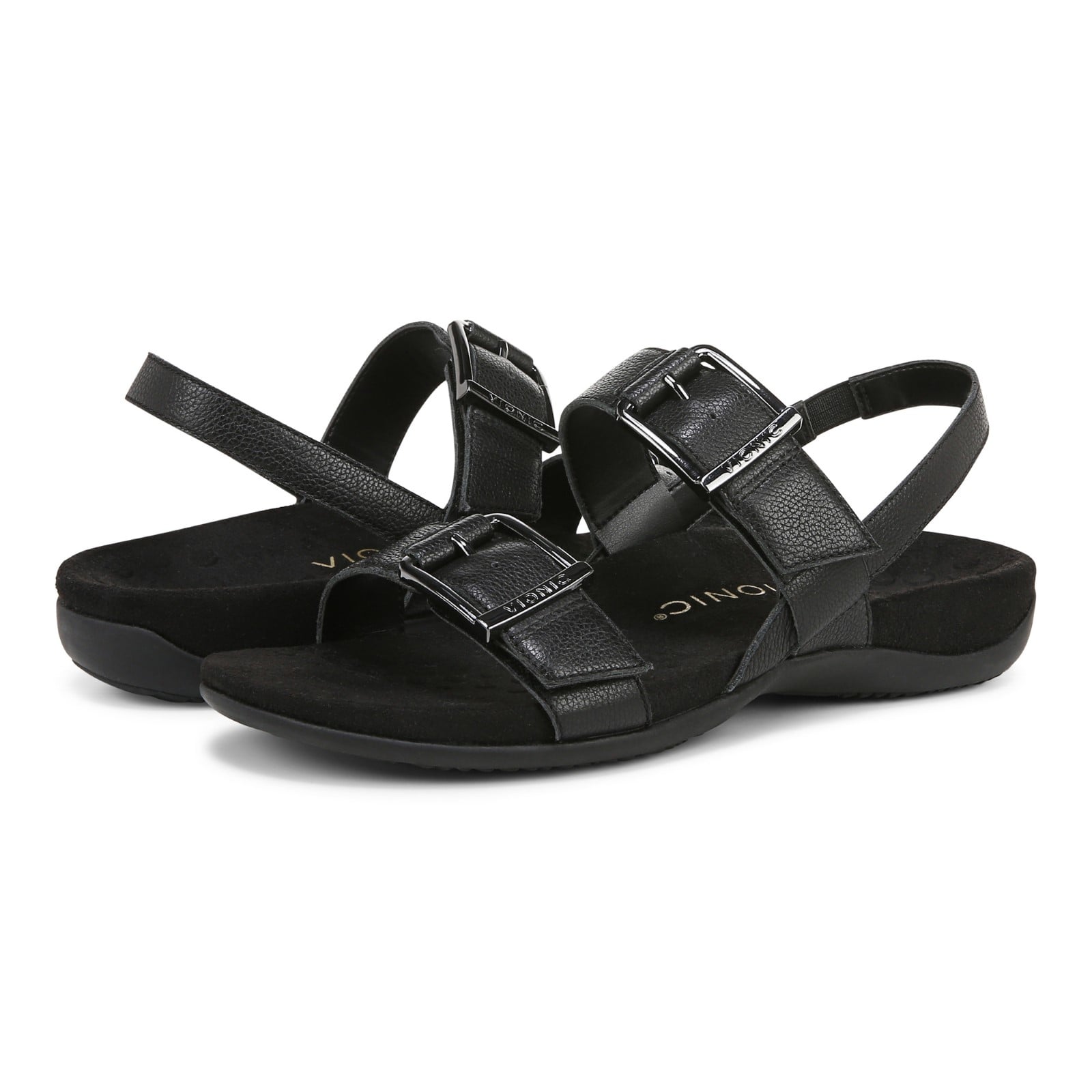 Vionic Reese womens Slingback Sandal - Black - pair left angle
