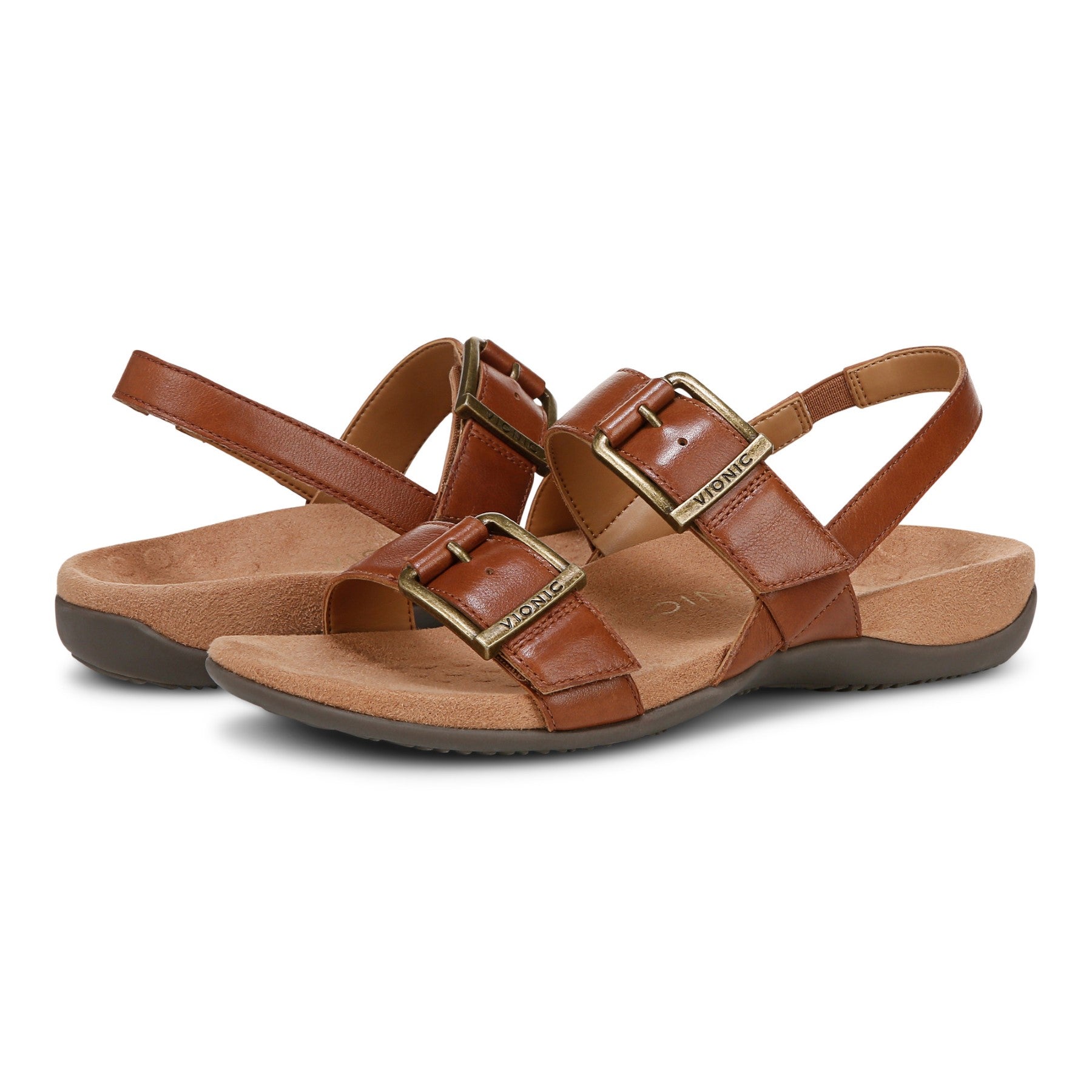 Vionic Reese Women's Slingback Sandal - Tan - pair left angle