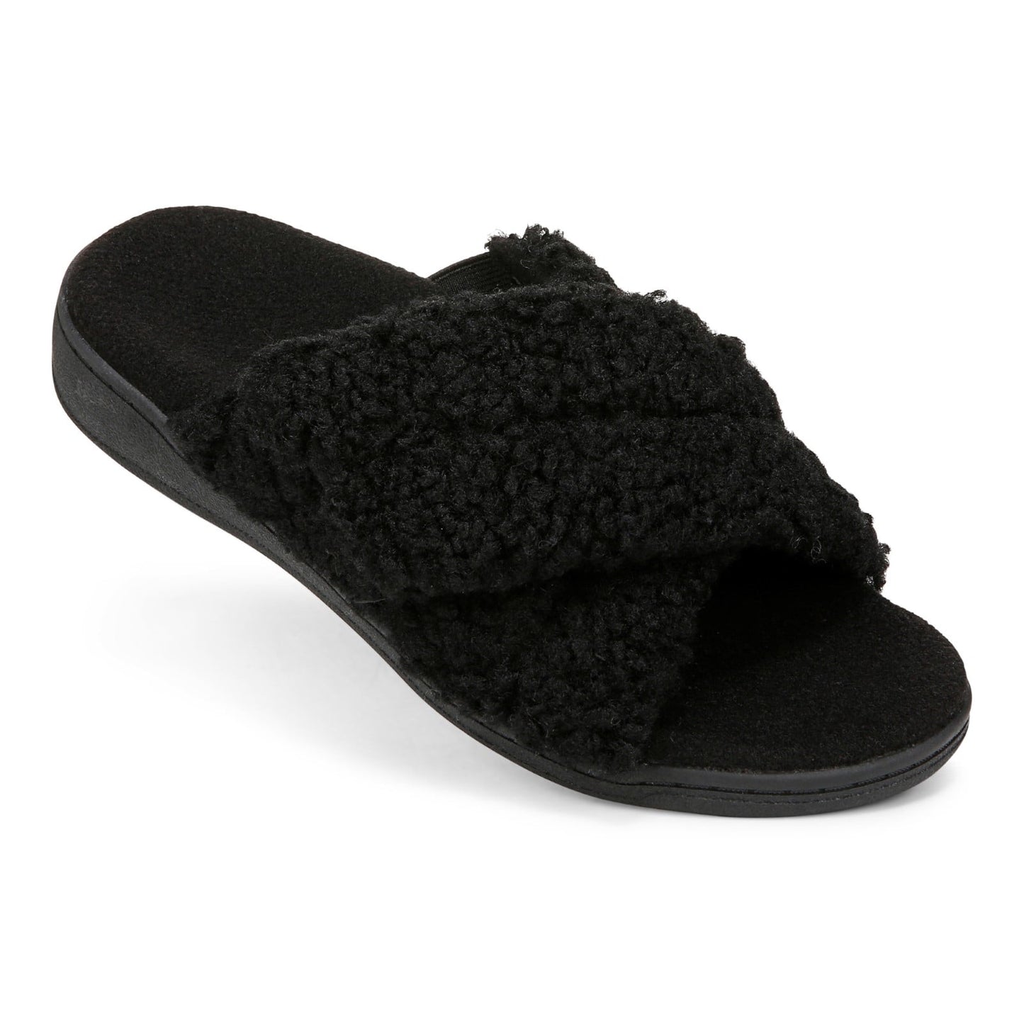 Vionic Relax Ii womens Slide Slipper - Black Shearling - RELAX II-J0895F1001-BLACK-13fl-med