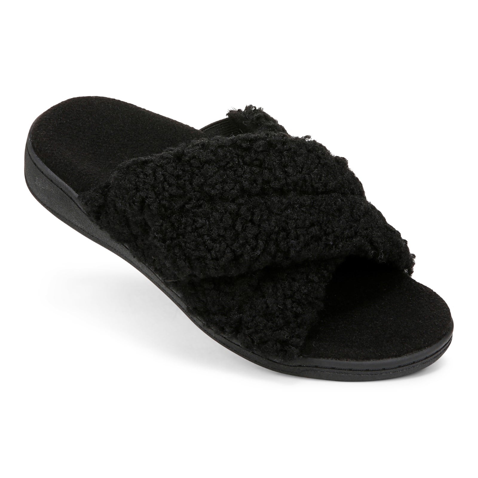 Vionic Relax Ii womens Slide Slipper - Black Shearling - RELAX II-J0895F1001-BLACK-13fl-med