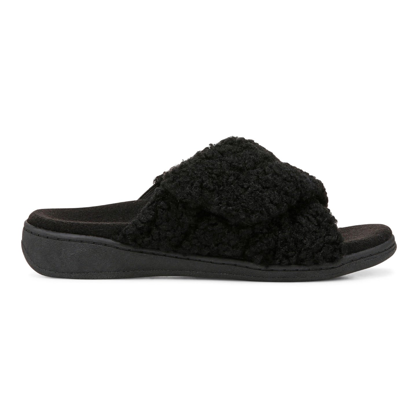 Vionic Relax Ii womens Slide Slipper - Black Shearling - Right side