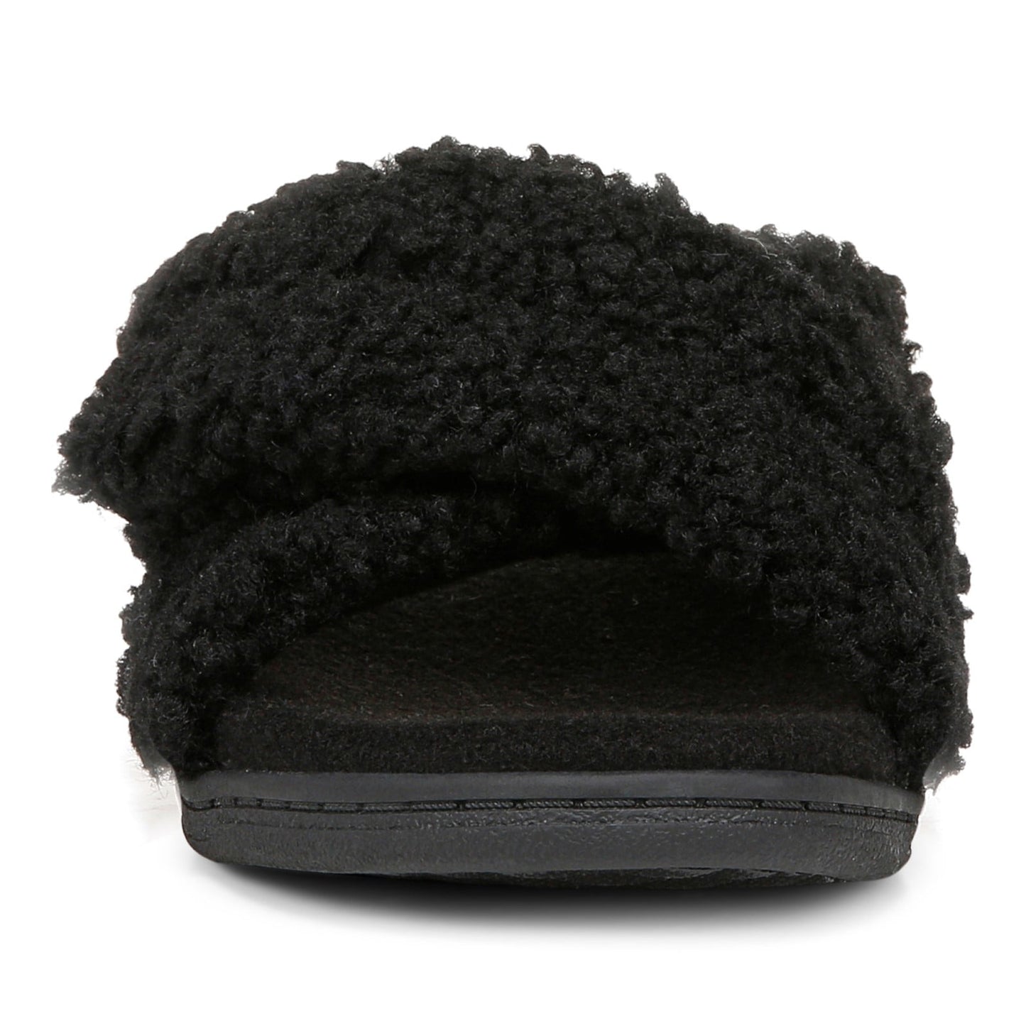 Vionic Relax Ii womens Slide Slipper - Black Shearling - Front