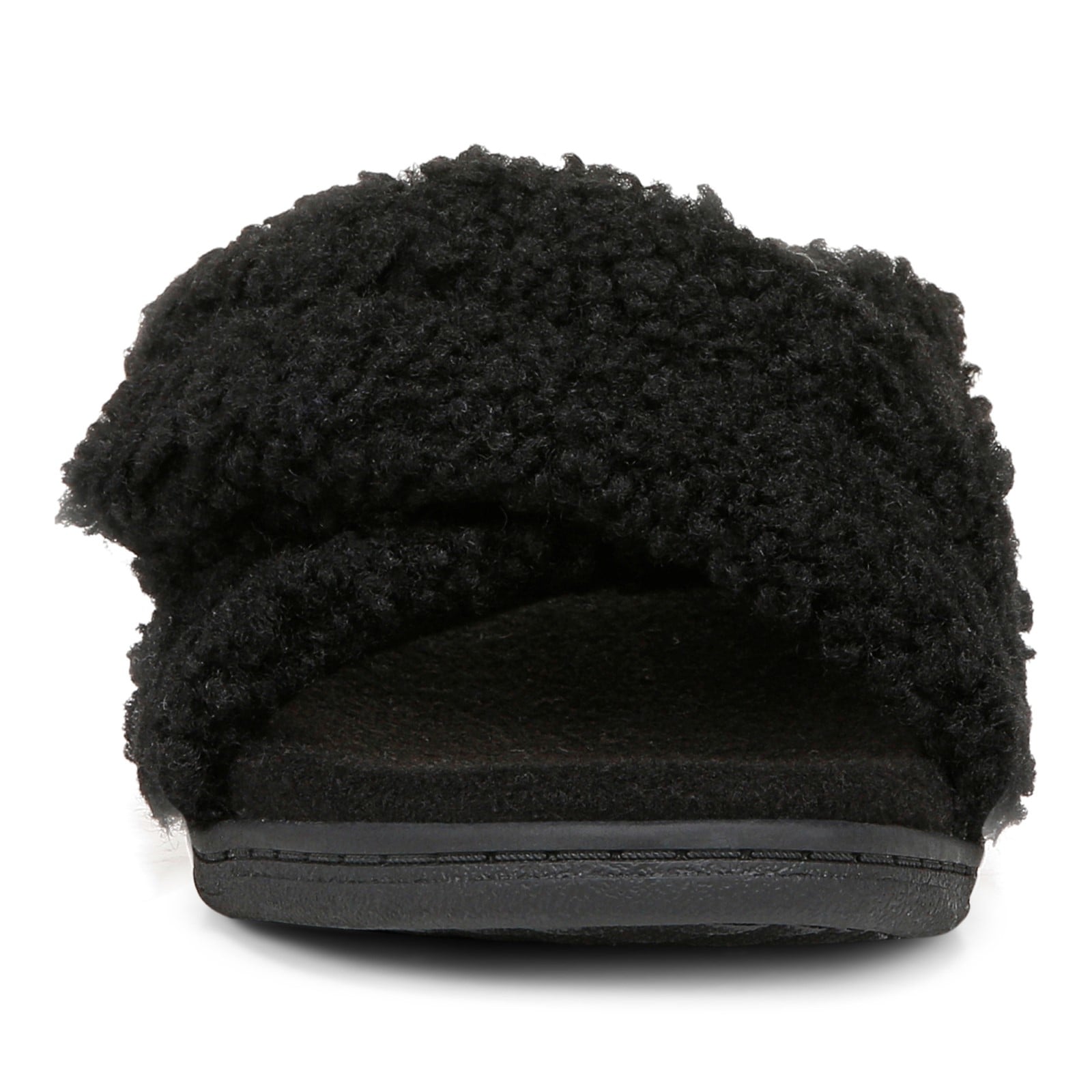 Vionic Relax Ii womens Slide Slipper - Black Shearling - Front