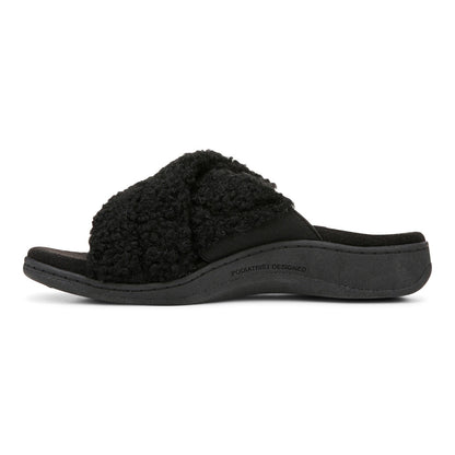 Vionic Relax Ii womens Slide Slipper - Black Shearling - Left Side