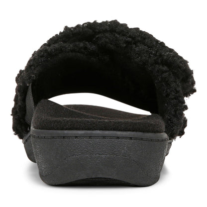 Vionic Relax Ii womens Slide Slipper - Black Shearling - Back