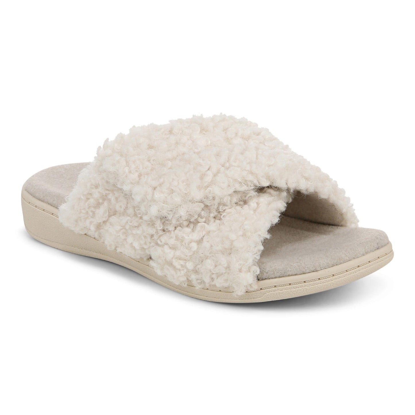 Vionic Relax Ii womens Slide Slipper - Cream Shearling - Angle main