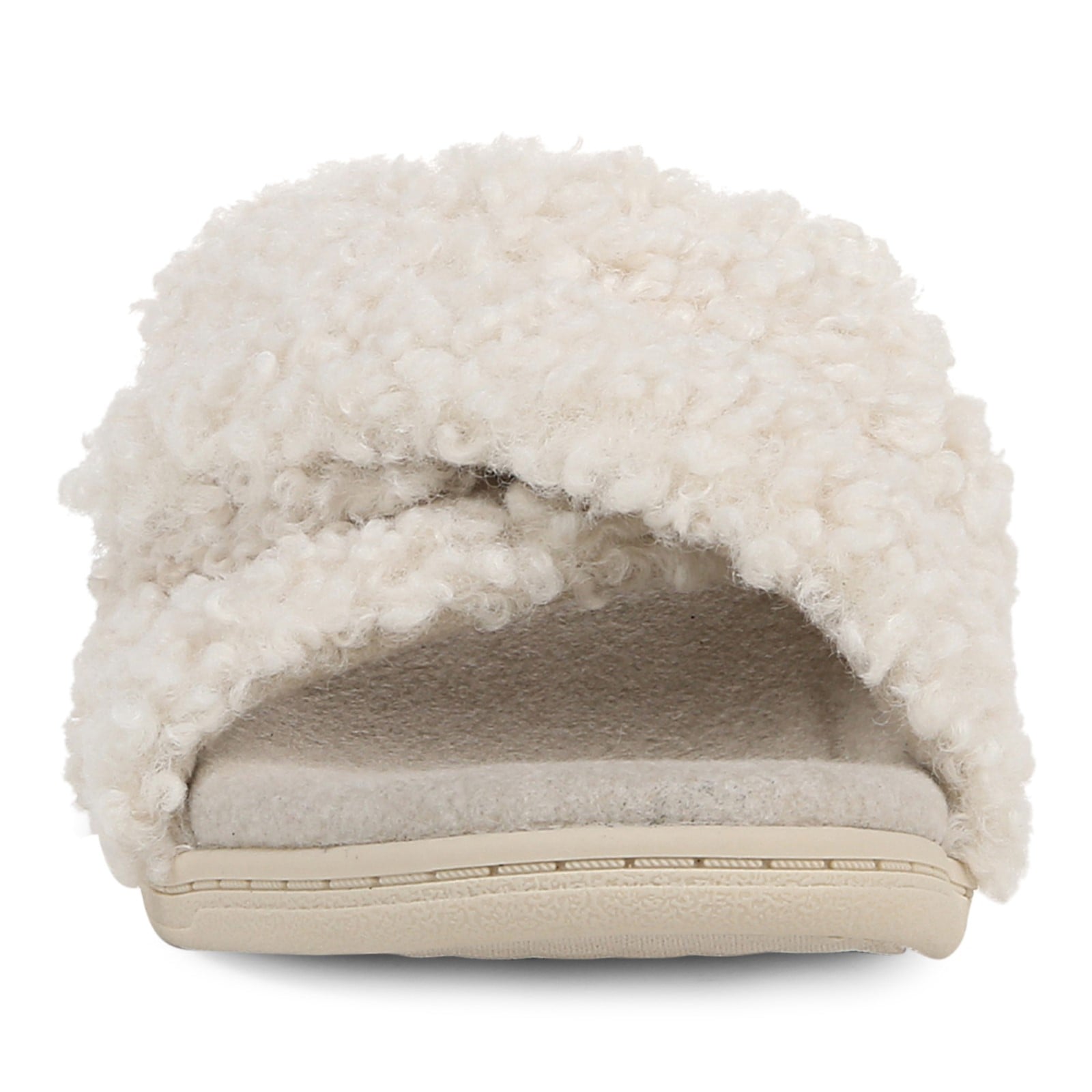 Vionic Relax Ii womens Slide Slipper - Cream Shearling - Front